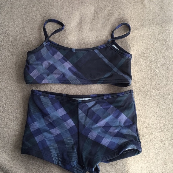 blue burberry swimsuit